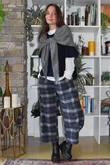 Patrick Plaid Brushed Cotton 7/8 Barrel Pant Navy